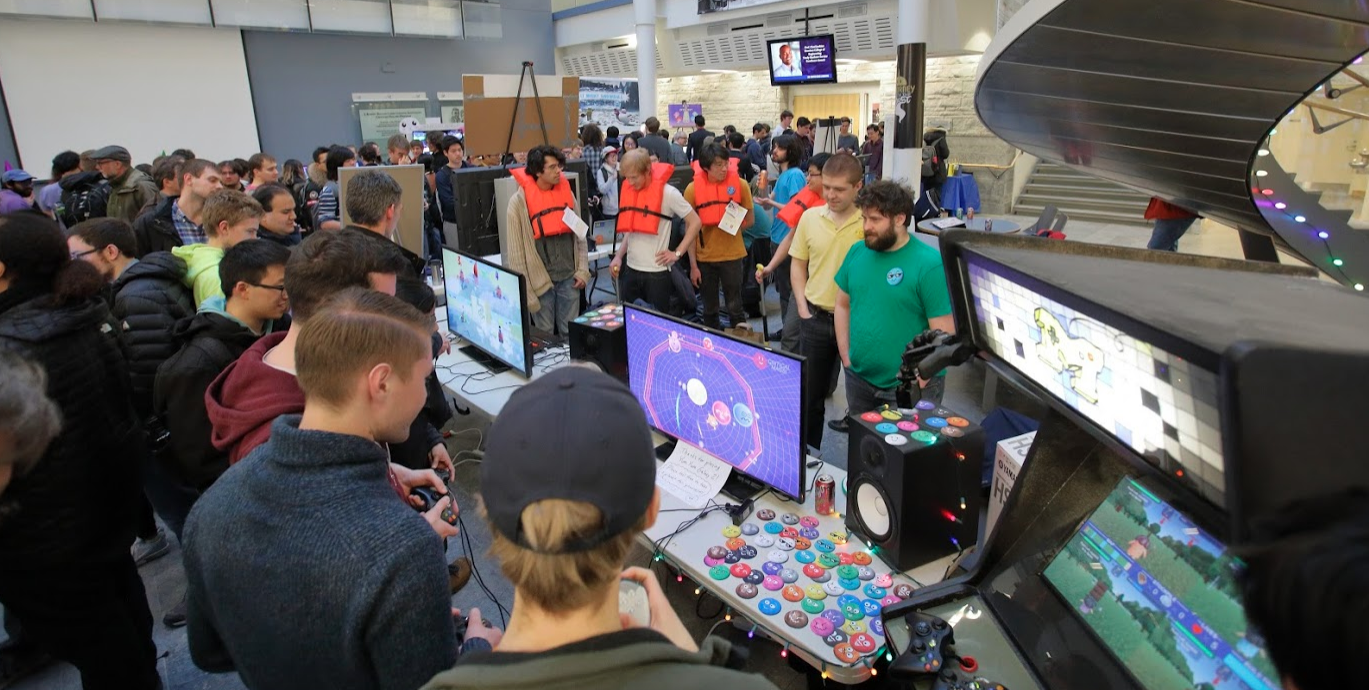 photo of crowd playing video games