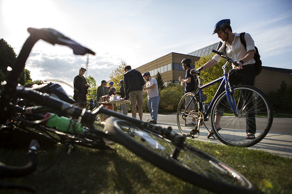 Biker on campus