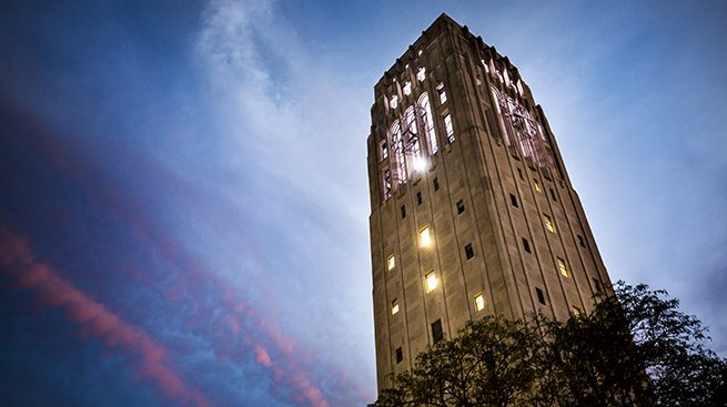 Burton Memorial Tower at Night