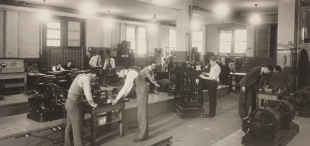 Students at work in the old West Engineering Building