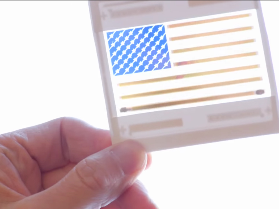 Stained glass solar cell of the U.S. Flag