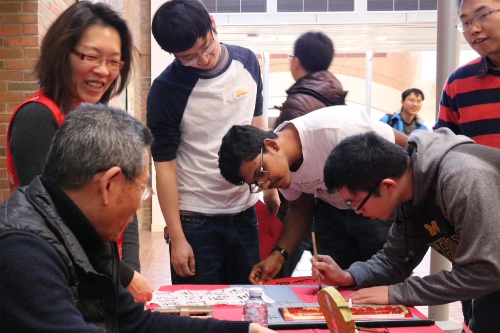 students at the lunar new year event