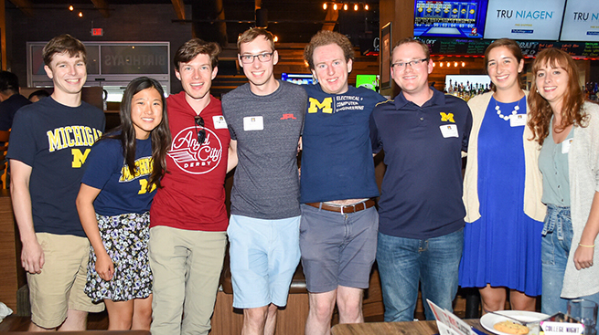 Student group at bowling alley