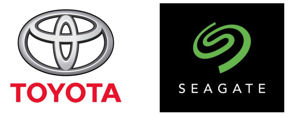 Logos for Toyota and Seagate